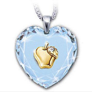 "Heart Of A Teacher" Crystal Pendant With A Golden Apple